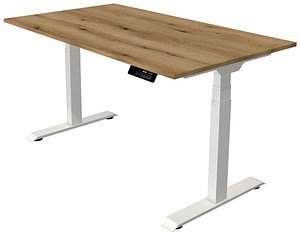 Thumbnail - Kerkmann Move 1 stable elektrisch höhenverstellbarer Schreibtisch asteiche rechteckig, T-Fuß-Gestell weiß 140,0 x 80,0 c...
