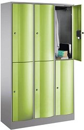 CP Spind S 5000 Resisto clowngrün, stahlgrau 8270-372 S10014, 6 Schließfächer 115,0 x 54,0 x 195,0 cm