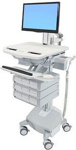 ergotron Visitenwagen StyleView SV44 Monitor Gelenk grau für 1 Monitor, 1 Tastatur, 1 Maus, CPU, Notebook, Kamera, Scann...