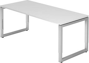 HAMMERBACHER RS19 höhenverstellbarer Schreibtisch weiß rechteckig, Kufen-Gestell silber 180,0 x 80,0 cm