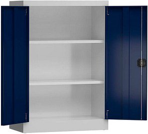 ClassiX Stahlschrank X-530321 enzianblau, lichtgrau 2 Fachböden 92,0 x 42,0 x 120,0 cm, aufgebaut, 1 St.