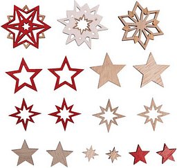 Thumbnail - Rayher Holz-Streudeko natur, rot, weiß Stern, 17 St.