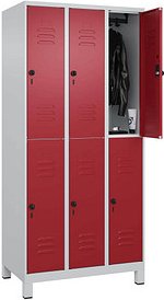 CP Spind Classic Plus lichtgrau, rubinrot 080310-30 S10001, 6 Schließfächer 90,0 x 50,0 x 195,0 cm