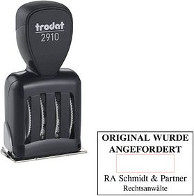 Thumbnail - trodat Datumstempel mit Text individualisierbar Classic 2910 P01 Logo möglich, 1 St. - Direkt online personalisieren