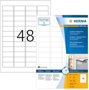 HERMA Folien-Kraftklebe-Etiketten 9536 weiß 45,7 x 21,2 mm, 40 Blatt