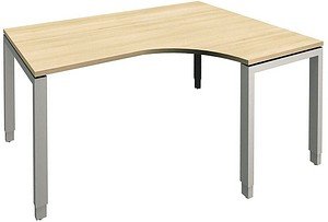 fm Sidney höhenverstellbarer Schreibtisch königsahorn Bogenform, 4-Fuß-Gestell Quadratrohr silber 160,0 x 80,0 cm