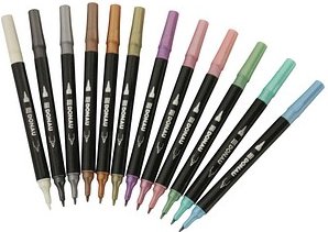 DONAU Dual Brush-Pens farbsortiert, 12 St.