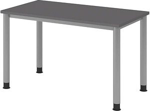 Thumbnail - HAMMERBACHER HS612 Schreibtisch grafit rechteckig, 4-Fuß-Gestell silber 120,0 x 67,2 cm