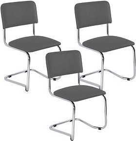 Nowy Styl Besucherstühle Sylwia anthrazit Stoff, 3 St.