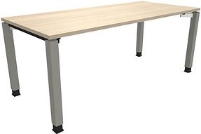 fm Sidney höhenverstellbarer Schreibtisch akazie rechteckig, 4-Fuß-Gestell Quadratrohr silber 180,0 x 80,0 cm