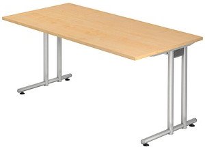 HAMMERBACHER Prokura Schreibtisch ahorn rechteckig, C-Fuß-Gestell silber 160,0 x 80,0 cm