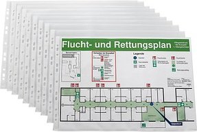 10 Lands Prospekthüllen DIN A3 quer transparent genarbt 0,08 mm