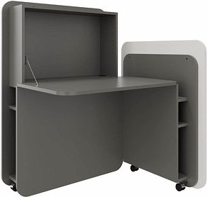 Thumbnail - fm FLATup Sekretär basalt/ diamantweiß rechteckig, schwarz 107,0 x 41,5 - 91,0 cm