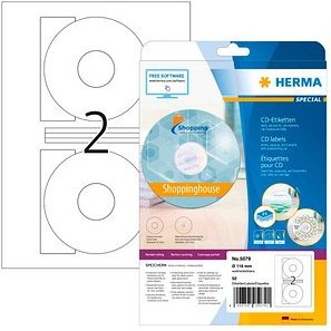 HERMA CD-Etiketten 5079 weiß, 50 Etiketten