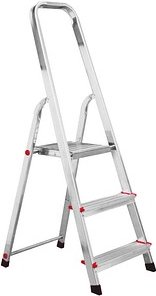 KRAUSE Stehleiter einseitig CORDA silber 3 Stufen, H: 125,0 cm