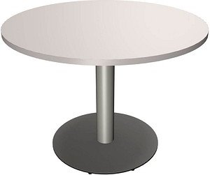 fm Mehrzwecktisch fastline lichtgrau rund, Säulenfuß silber, 100,0 x 100,0 x 72,0 cm