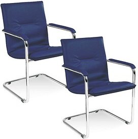 2 Nowy Styl Besucherstühle Rumba RUMBA CR SP06 blau Leder