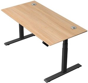 Kerkmann Move 2 Plus elektrisch höhenverstellbarer Schreibtisch eiche hell rechteckig, T-Fuß-Gestell anthrazit 160,0 x 8...