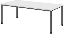 Thumbnail - HAMMERBACHER Orbis höhenverstellbarer Schreibtisch weiß rechteckig, 4-Fuß-Gestell grau 200,0 x 100,0 cm