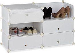 relaxdays Schuhschrank, 10021962_49 weiß 6 Fachböden 49,0 x 37,0 x 107,0 cm