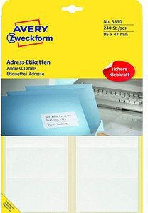 240 AVERY Zweckform Adressetiketten 3350 weiß 95,0 x 47,0 mm