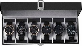 SONGMICS Uhrenbox schwarz, grau 25,5 x 20,2 x 7,8 cm, 1 St.