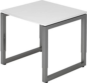HAMMERBACHER Unni SE1 höhenverstellbarer Schreibtisch weiß rechteckig, Kufen-Gestell grau 80,0 x 80,0 cm