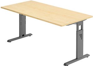 HAMMERBACHER OS 16 höhenverstellbarer Schreibtisch ahorn rechteckig, C-Fuß-Gestell grau 160,0 x 80,0 cm