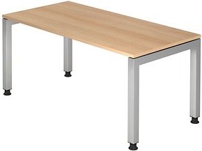 Thumbnail - HAMMERBACHER Prokura höhenverstellbarer Schreibtisch eiche rechteckig, 4-Fuß-Gestell silber 160,0 x 80,0 cm