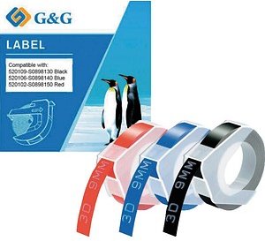 G&G Prägebänder 3D ersetzt Dymo S0898130/140/150 20623, 9 mm farbig sortiert, 3 Set