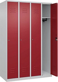 CP Spind Classic Plus lichtgrau, rubinrot 080000-40 S10016, 4 Schließfächer 120,0 x 50,0 x 185,0 cm