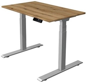 Thumbnail - Kerkmann Move 1 stable elektrisch höhenverstellbarer Schreibtisch asteiche rechteckig, T-Fuß-Gestell silber 100,0 x 60,0...