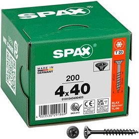 SPAX® Universalschrauben T20 Senkkopf BLAX 0191040400403 4 mm x 40 mm, 200 St.