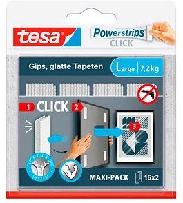 Thumbnail - tesa Klettstreifen Powerstrips LARGE Click weiß, 32 St.