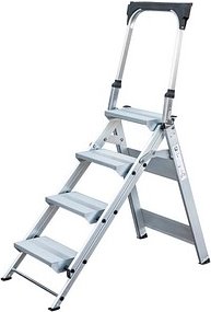 MUNK Stehleiter einseitig 53104 silber 4 Stufen, H: 148,0 cm