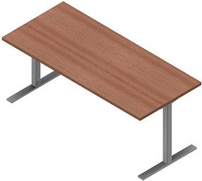 Quadrifoglio Schreibtisch nussbaum canaletto rechteckig, C-Fuß-Gestell silber 180,0 x 80,0 cm