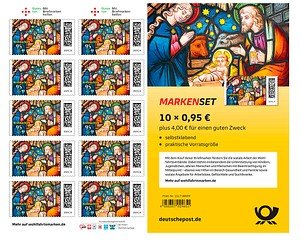 Porto ab 2025: Deutsche Post 0,95 € + 0,40 € Briefmarken "Kirchenfenster" selbstklebend, 10 St.