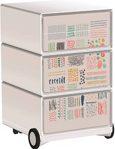 PAPERFLOW easyBox Colour Rollcontainer weiß, bunt 61093 4 Auszüge 39,0 x 43,6 x 64,2 cm