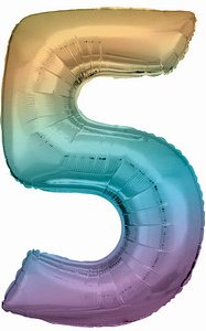 amscan® Folienballon Zahl 5 regenbogen, 1 St.