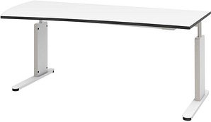 röhr Imperia höhenverstellbarer Schreibtisch weiß Trapezform, C-Fuß-Gestell weiß 180,0 x 80,0/100,0 cm