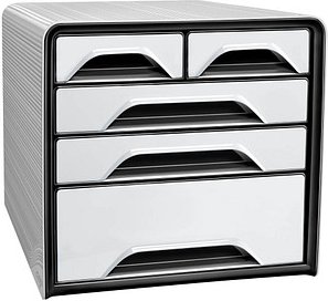 cep Schubladenbox Smoove schwarz/weiß 1072130121, DIN A4 mit 5 Schubladen, 1 St.