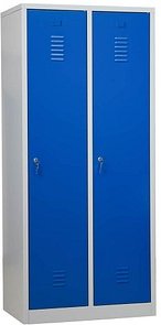 Gürkan Spind lichtgrau, enzianblau 104048, 2 Schließfächer 80,0 x 50,0 x 180,0 cm
