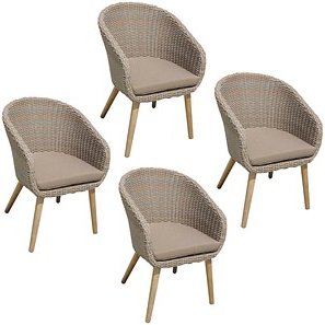 Thumbnail - Garden Pleasure Gartenstühle mit Armlehnen Visalia beige, 4 St.