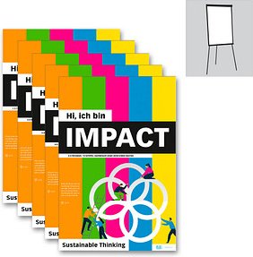 PLAYROOM Flipchart-Arbeitsblock IMPACT FLIP DE Workshopvorlage 65,0 x 97,0 cm, 12 Blatt (80 g/qm), 5 Blöcke