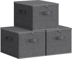 3 SONGMICS Aufbewahrungsboxen silbergrau 40,0 x 30,0 x 25,0 cm