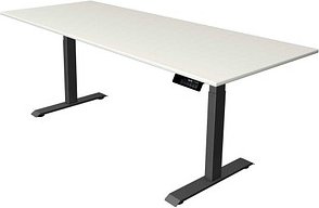Thumbnail - Kerkmann Move 1 stable elektrisch höhenverstellbarer Schreibtisch weiß rechteckig, T-Fuß-Gestell grau 200,0 x 80,0 cm