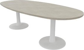 Quadrifoglio Konferenztisch Idea+ beton oval, Säulenfuß weiß, 240,0 x 110,0 x 74,0 cm