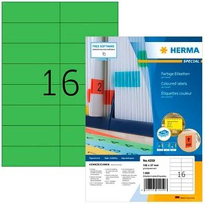 1.600 HERMA Etiketten 4259 grün 105,0 x 37,0 mm