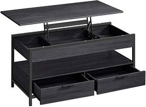 VASAGLE Couchtisch rechteckig Spanplatte schwarz 100,0 x 50,0 x 48,0 - 63,0 cm, 1 St.