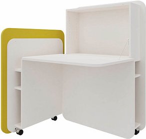 fm FLATup Sekretär diamantweiß/ gelb rechteckig, weiß 107,0 x 41,5 - 91,0 cm